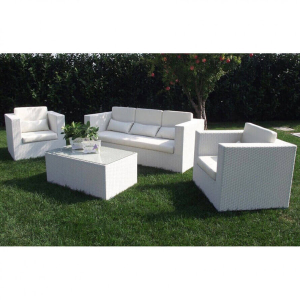 Ebern Designs Sitzer Lounge Set Lagreera Aus Rattan Mit Polster